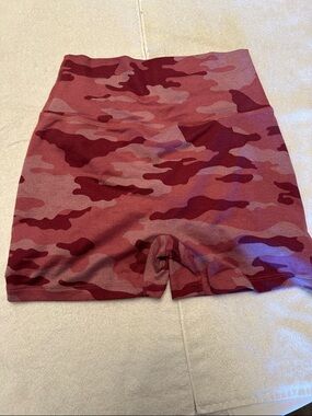 Bombshell Sportswear Burgundy Camo High-Waist Bike Shorts with scrunch butt